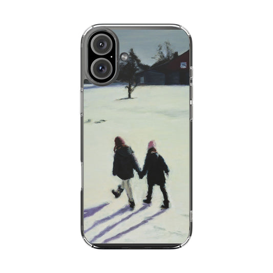 "The Sisters In The Snow" Painting - Phone Case