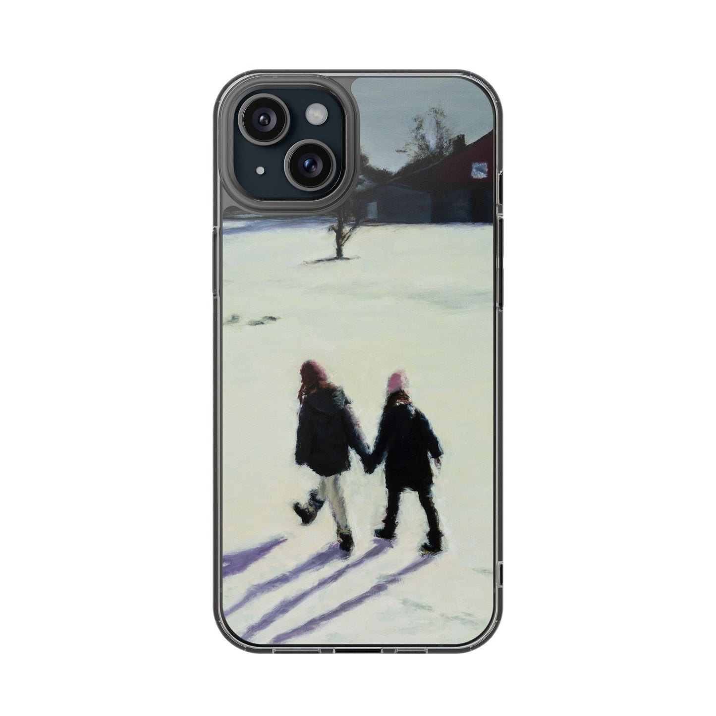"The Sisters In The Snow" Painting - Phone Case