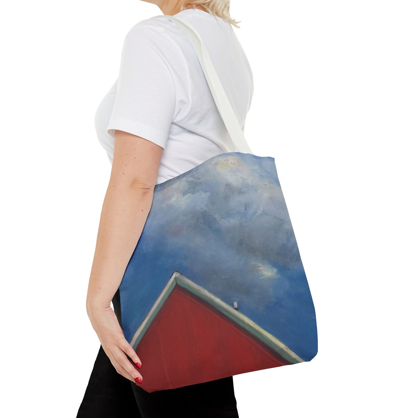 "The Red On The Blue" Painting - Tote Bag