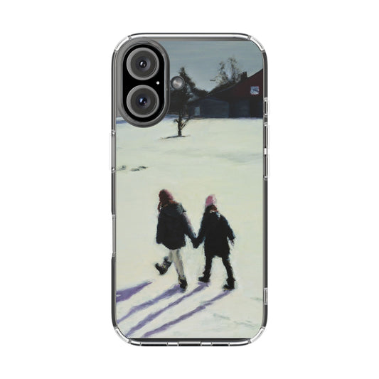 "The Sisters In The Snow" Painting - Phone Case