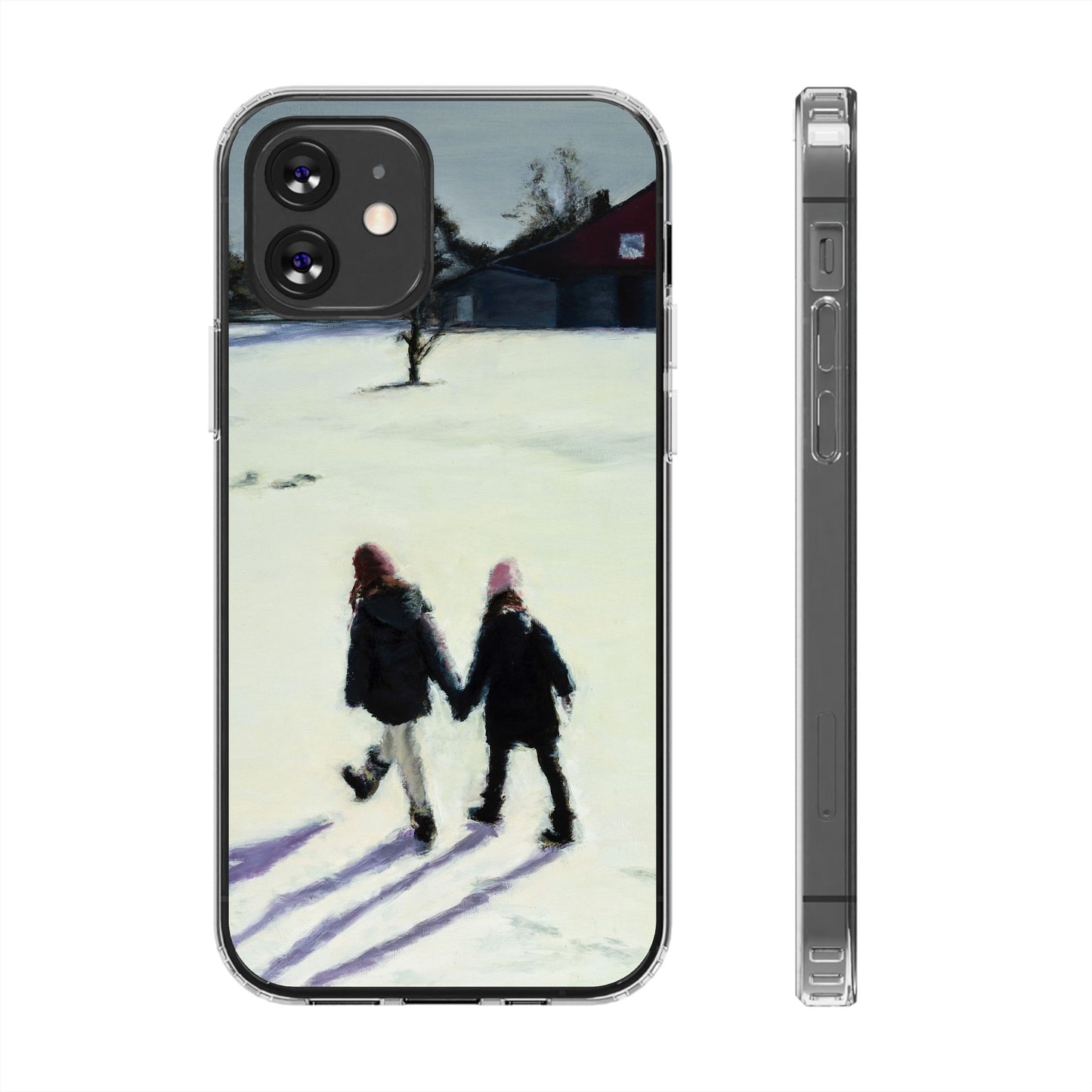 "The Sisters In The Snow" Painting - Phone Case