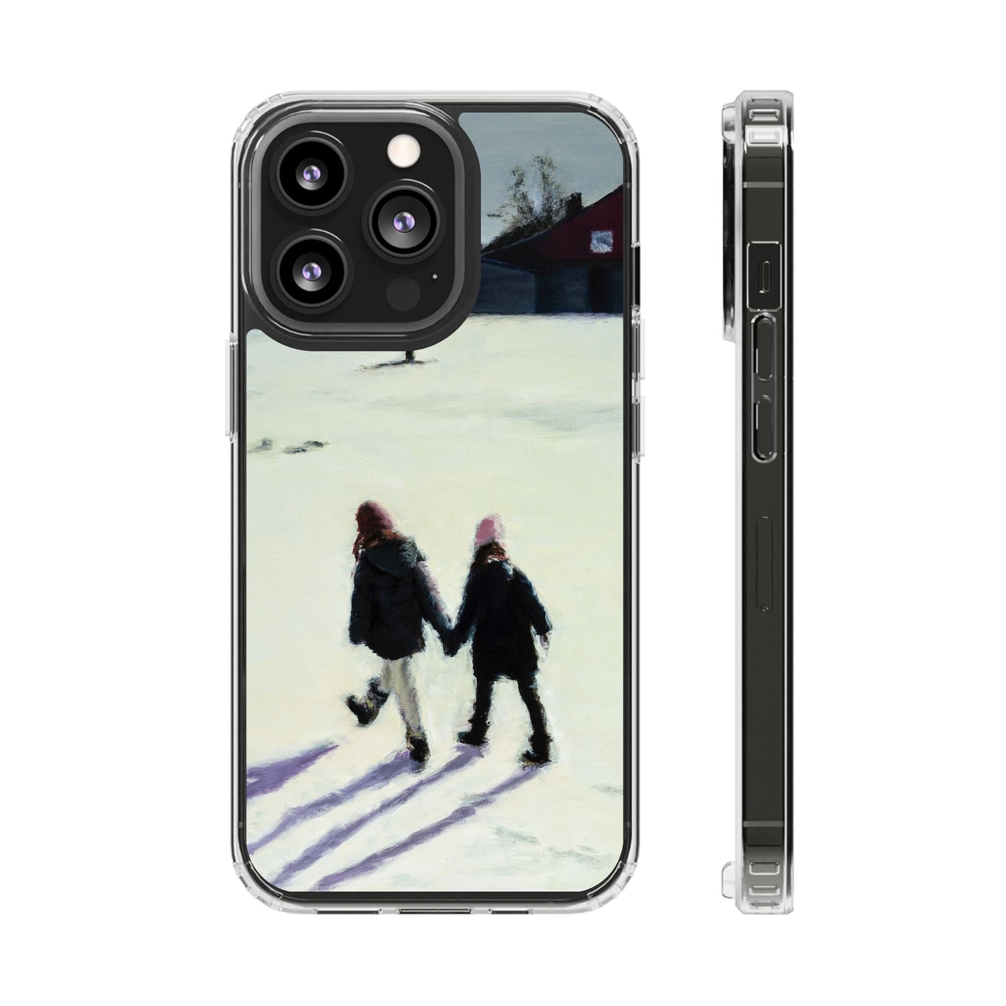 "The Sisters In The Snow" Painting - Phone Case